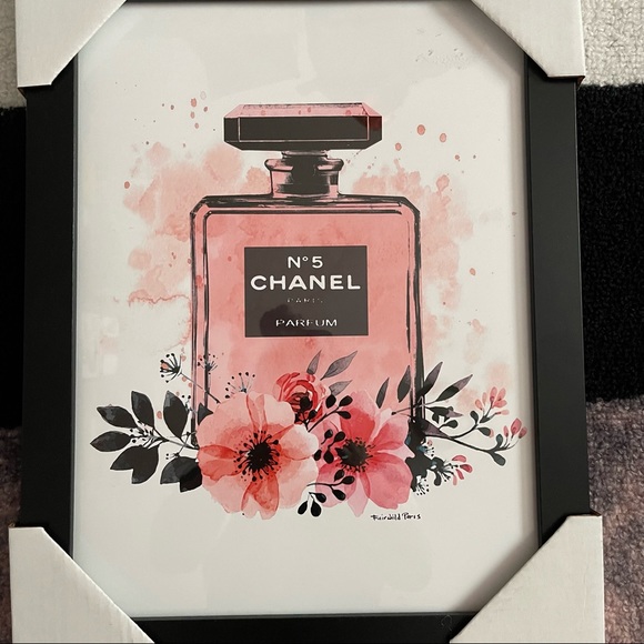 🌸 Fairchild Paris Signed CHANEL No 5 Parfum Perfume Bottle Frame Painting - Picture 2 of 3